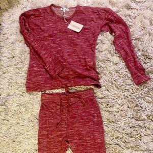 rose soft knit long sleeve loungewear tracksuit